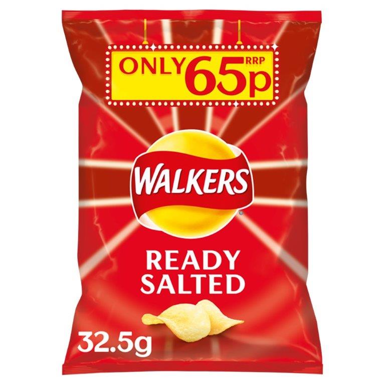 Walkers Crisps Ready Salted 32.5g PM 65p