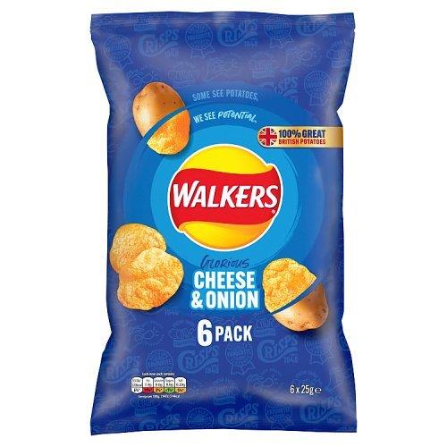 Walkers Crisps 6pk Cheese & Onion (6 x 25g) 150g