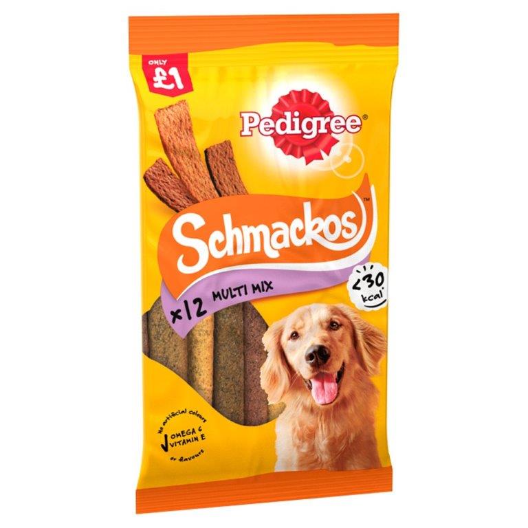 Pedigree Schmackos Dog Treats Multi 12 Stick 86g PM £1