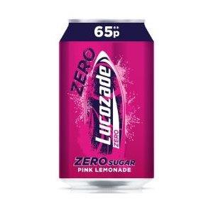 Lucozade Energy Can Zero Pink Lemonade 330ml PM 65p NEW