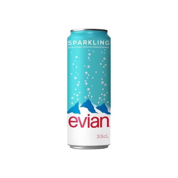 Evian Sparkling Water Can 330ml NEW